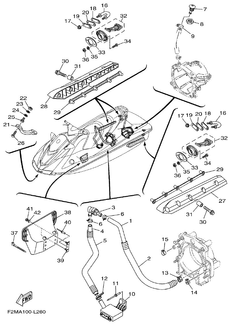Yamaha F2ML HULL & DECK parts diagram